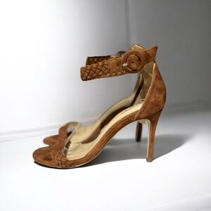 🌻NEW L'AGENCE Brown Suede Larissa Ankle Strap Sandals Size 39